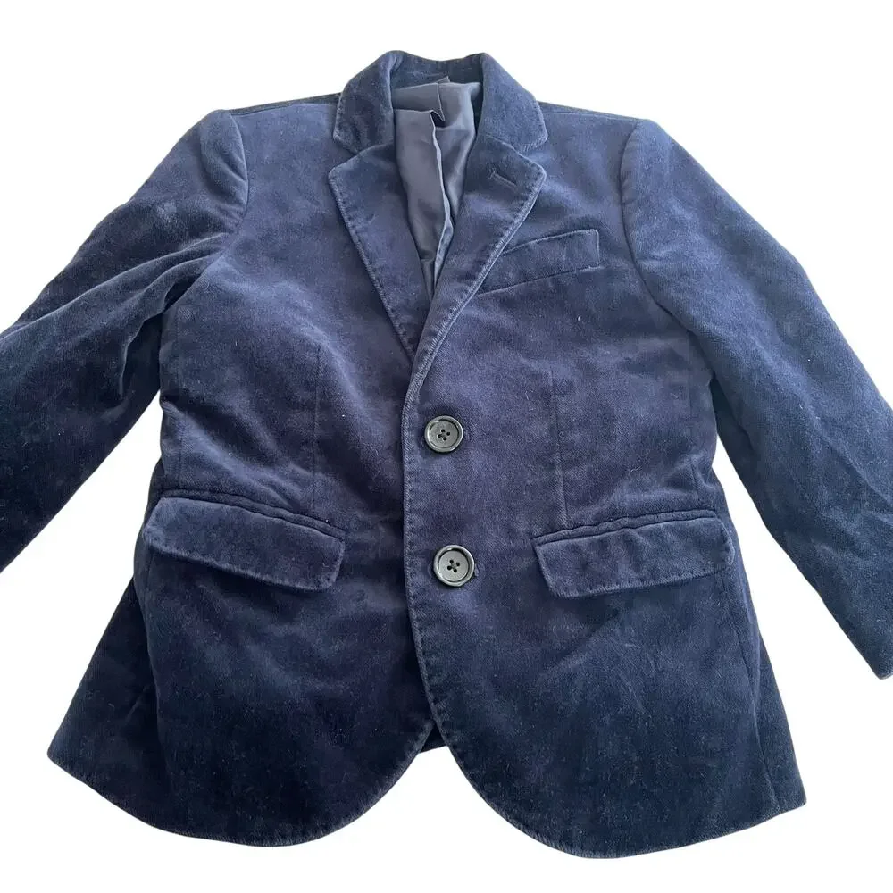 Crewcuts Ludlow Boys Blue Velvet Blazer Jacket Size 3